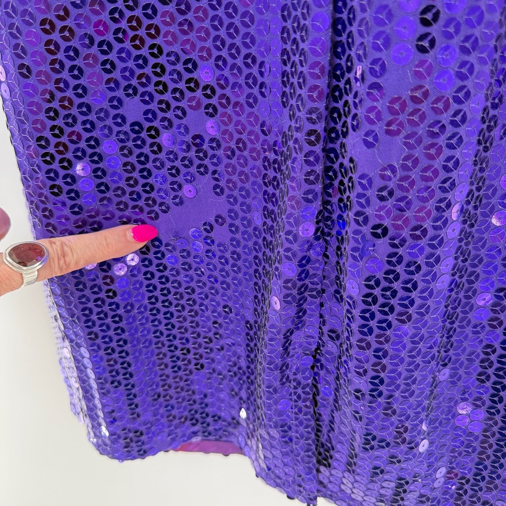 GlenRob Purple Sequined Sheath Dress Bodycon Low-Cut Back Size 7/8 Vintage 90’s - Picture 15 of 17